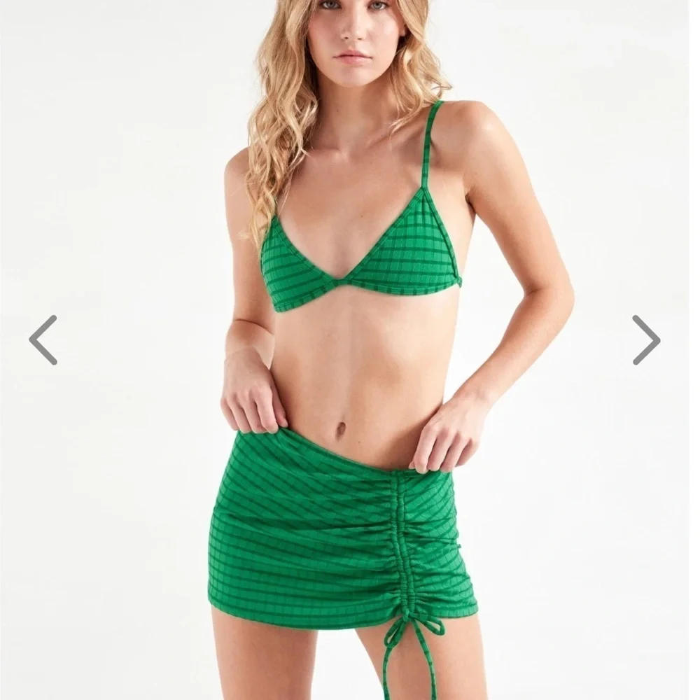 NWT OneOne Swimwear SKIRT Coverup Pine Green New Mini Co-ord Bikini Small Cute